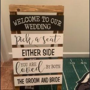 Rustic wedding welcome sign